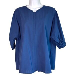 Anthropologie Harshman Gilida Puff Sleeve Blouse Sz L Minimalist Capsule Modern